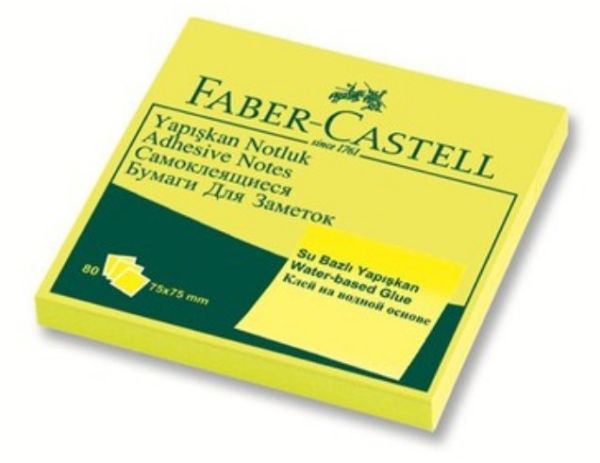 Faber Castell 75x75 mm Fosforlu Sarı Yapışkanlı Not Kağıdı