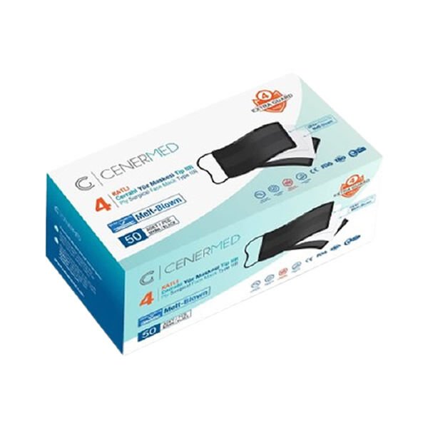 Cenermed 50 li Extra Guard 4 Siyah Cerrahi Maske