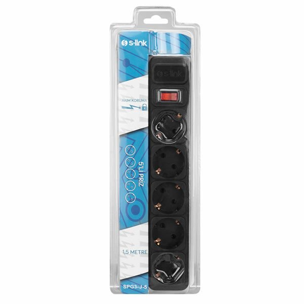 S-Link Spg3-J-5 1,5 mt 5 li Akım Koruyuculu Priz