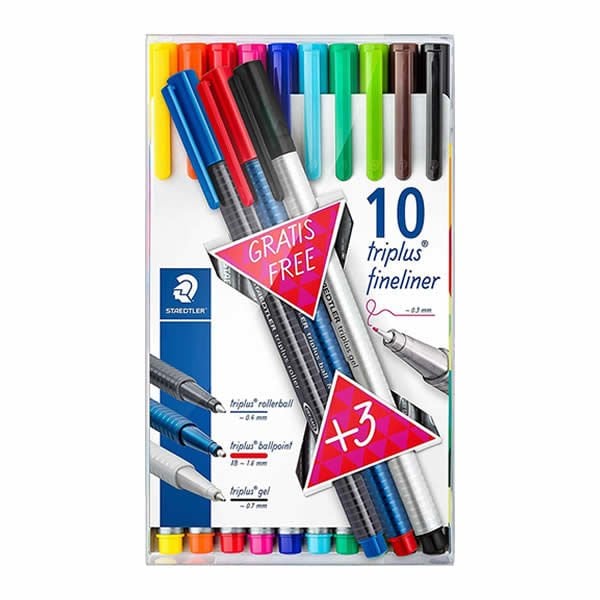 Staedtler 334 0.3 mm Triplus 10 lu Üçgen Fineliner Kalem