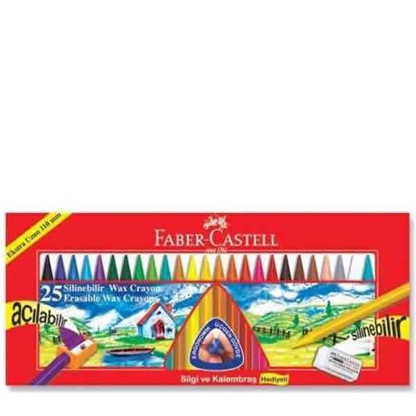 Faber-Castell 25 li Wax Crayon Silinebilir Mum Pastel Boya