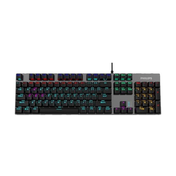 Philips SPK8404 Siyah-Gümüş Rainbow Aydınlatmalı Blue Switch Mekanik Gaming Oyuncu Klavyesi