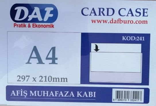 Daf A4 Afiş Muhafaza Kabı