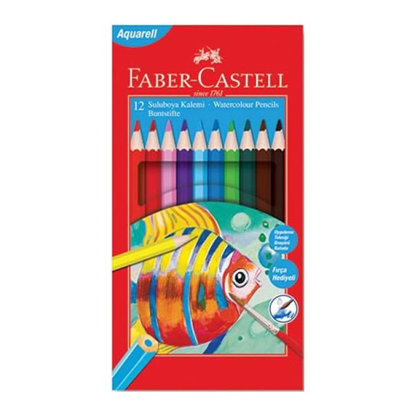 Faber Castell 12 li Aquarel Karton Kutu Boya Kalemi