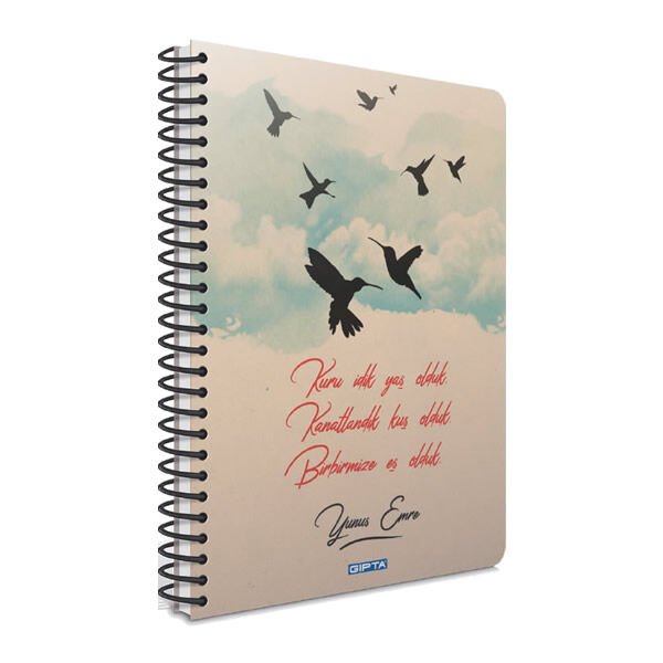 Gıpta Kuşlar 13x18 120 Yaprak Kareli Spiralli Sert Kapaklı Defter