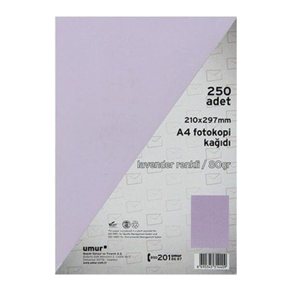 Umur 2415 A4 Lila 250 li Renkli Fotokopi Kağıdı