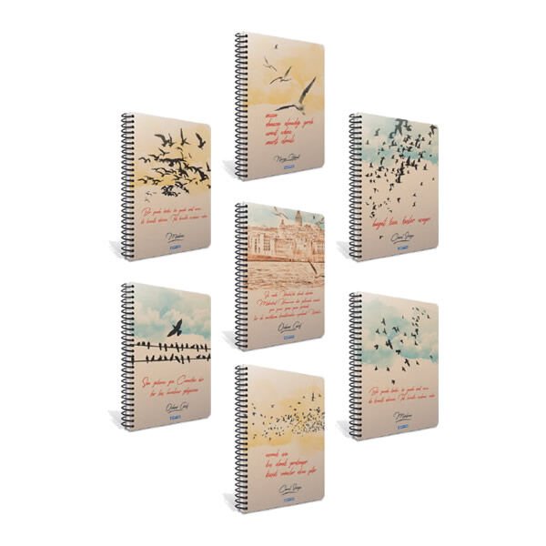 GIPTA KUŞLAR 13X18 120 YAPRAK ÇİZGİLİ SPİRALLİ SERT KAPAKLI DEFTER