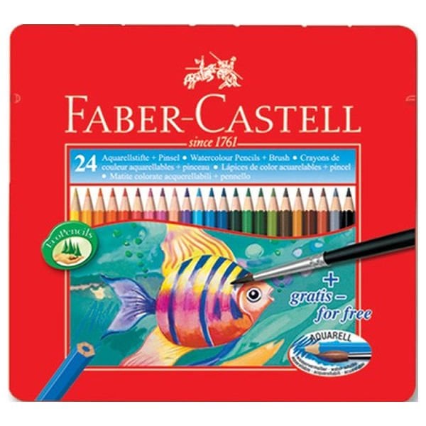 Faber Castell 24 lü Metal Kutu Aquarel Boya Kalemi