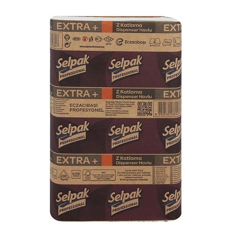 Selpak Professional Extra Z Katlı 200 Yaprak 1 Koli=12 Paket Dispenser Havlu Kağıt