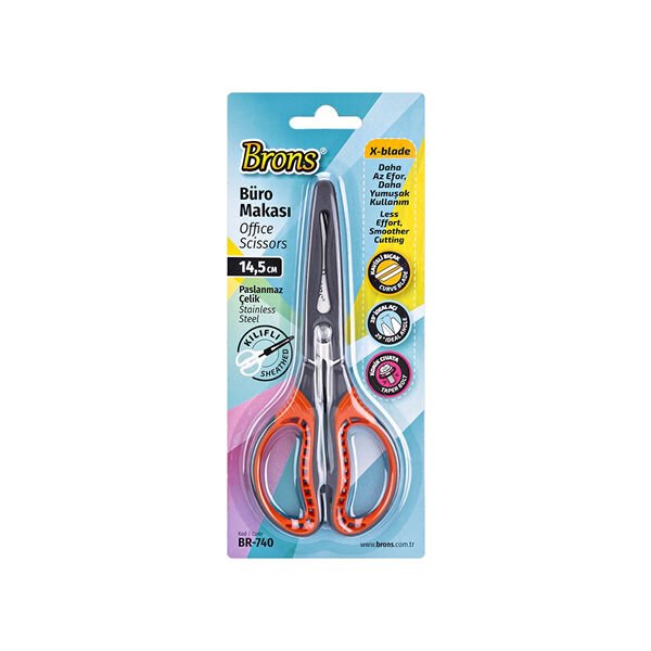 Brons BR-740 14,5 Cm Kılıflı Korumalı Makas