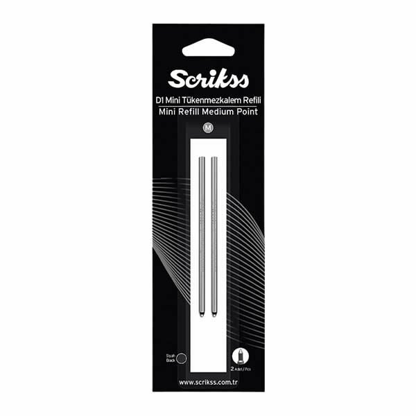 Scrikss D1 2 li Siyah Medium Tükenmez Kalem Refil