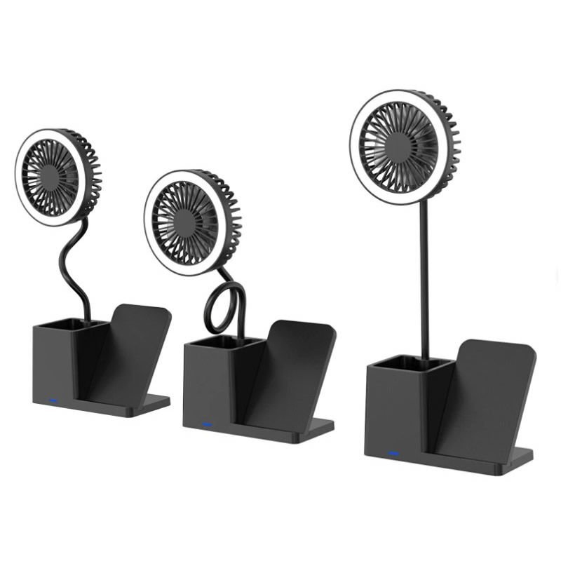 S-LİNK SL-M9055 SİYAH TYPEC 10W KABLOSUZ ŞARJ CİHAZLI KALEMLİKLİ MİNİ VANTİLATÖRLÜ MASA LAMBASI