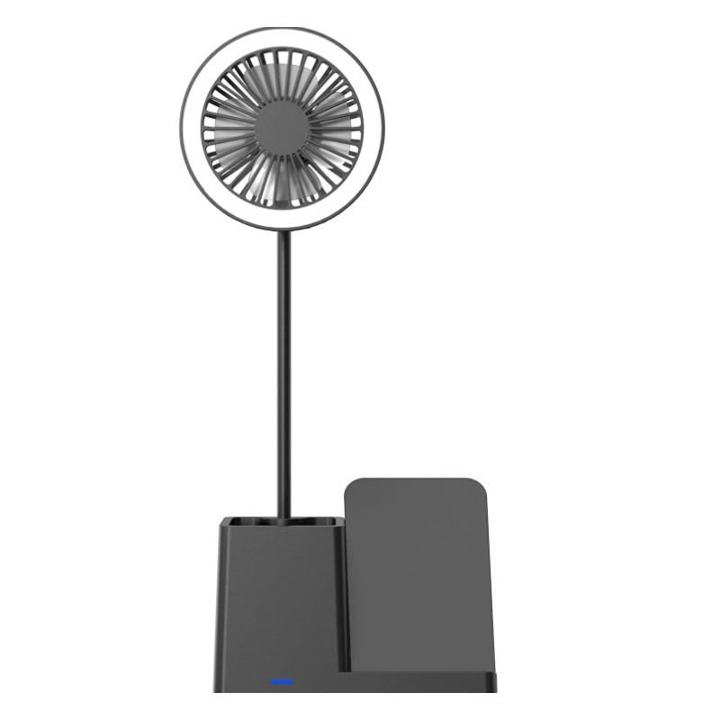 S-LİNK SL-M9055 SİYAH TYPEC 10W KABLOSUZ ŞARJ CİHAZLI KALEMLİKLİ MİNİ VANTİLATÖRLÜ MASA LAMBASI