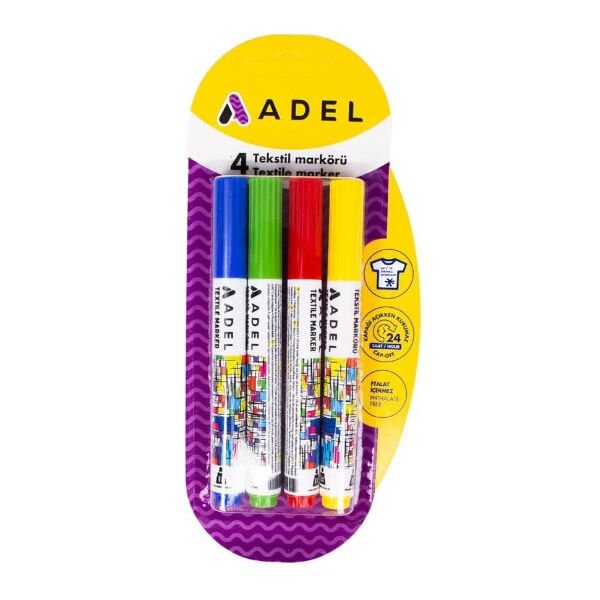 ADEL 4 LÜ ÇEŞİT 1 TEKSTİL MARKÖRÜ