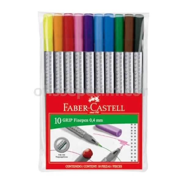 Faber-Castell 0,4 mm 10 lu Grip Finepen Keçeli Kalem