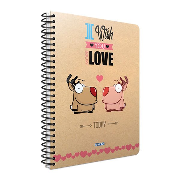 Gıpta Love A4 80 Yaprak Kareli Spiralli Karton Kapaklı Defter
