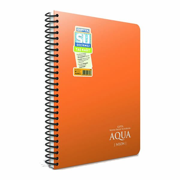 Gıpta Aqua Neon 80 Yaprak Çizgili Spiralli Plastik Kapaklı Defter