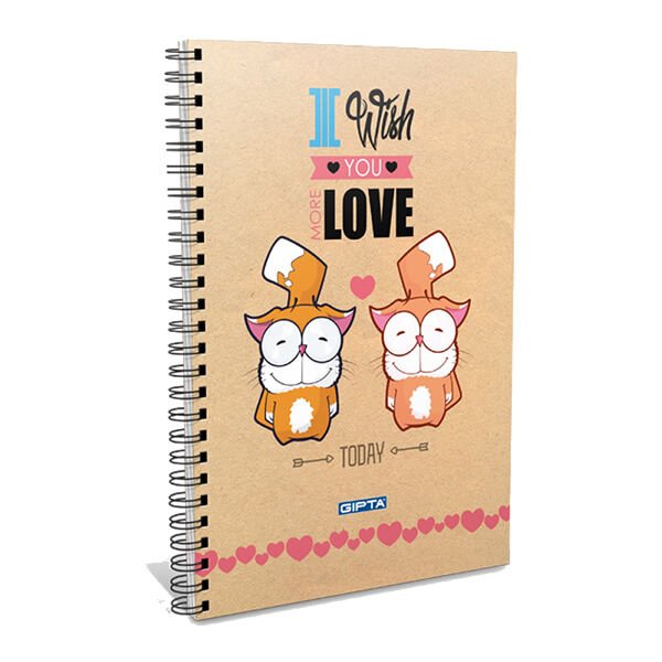 Gıpta Love A6 80 Yaprak Kareli Spiralli Karton Kapaklı Defter