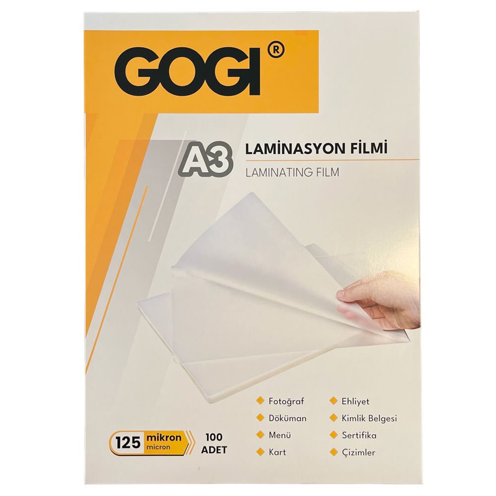 GOGİ A3 125 MİC 100 LÜ LAMİNASYON FİLMİ