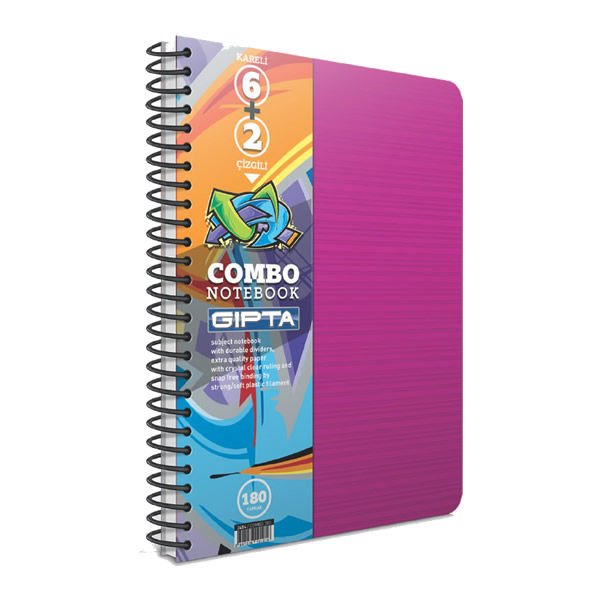 Gıpta Combo A4 6+2 180 Yaprak Spiralli Ayraçlı Defter