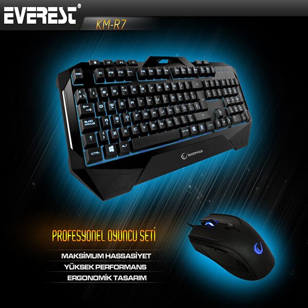 EVEREST RAMPAGE KM-R7 SİYAH Q USB KABLOLU KLAVYE