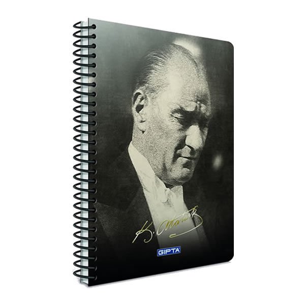Gıpta Atatürk 17x24 100 Yaprak Kareli Spiralli Sert Kapaklı Defter