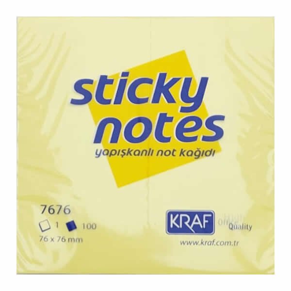 Kraf 76x76 Sarı Yapışkanlı Not Kağıdı