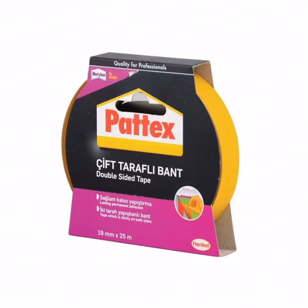 Pattex 19 mm X 25 m Çift Taraflı Şeffaf Bant