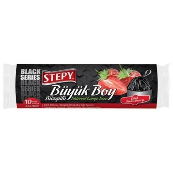 Stepy 65x70 10 lu Büzgülü Büyük Boy Çöp Poşeti