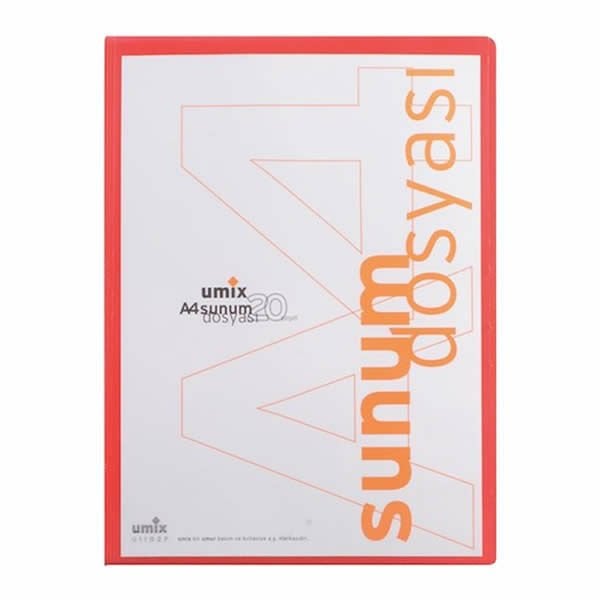 Umix U1102P Önden Cepli A4 20 Yaprak Kırmızı Sunum Dosyası
