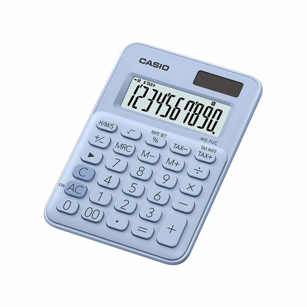 Casio MS-7UC-LB 10 Haneli Açık Mavi Masüstü Hesap Makinesi