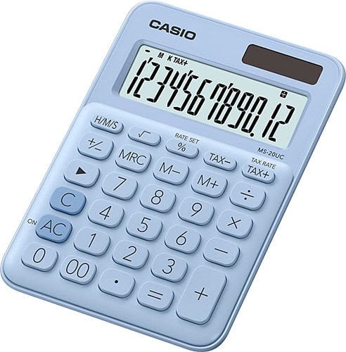 Casio MS-20UC-LB 12 Haneli Açık Mavi Masaüstü Hesap Makinesi