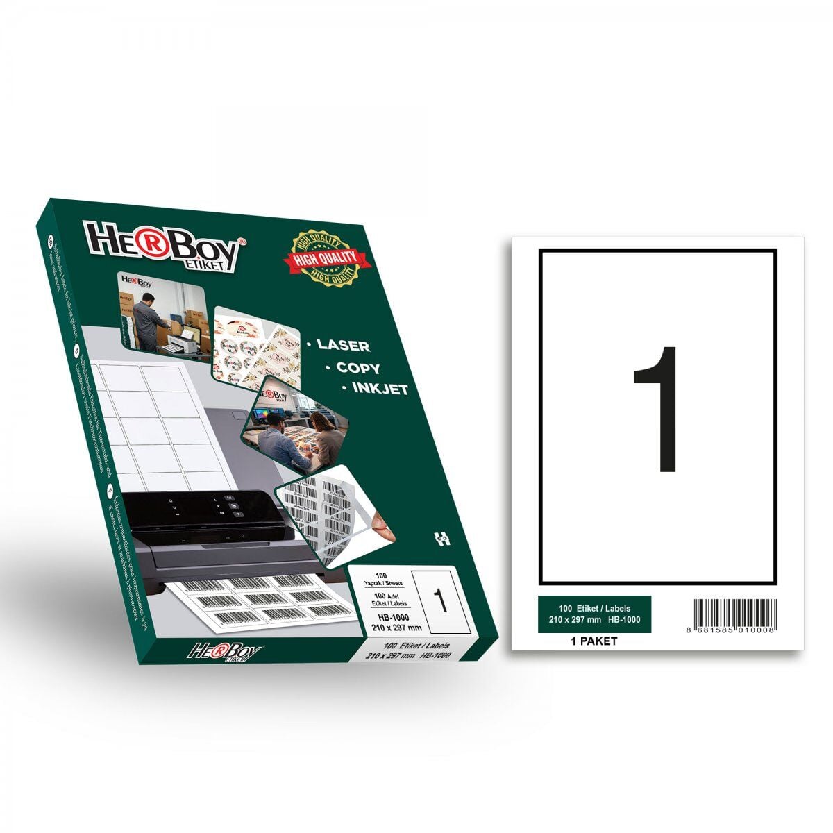 Herboy HB-1000 70mm. x38mm Silvermat Laser Etiket
