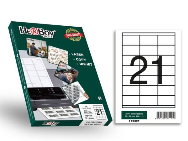 Herboy HB-1121 70X38 Silvermat Laser Etiket