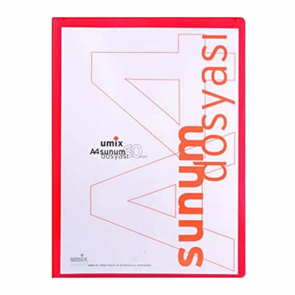 Umix U1105P Önden Cepli A4 60 Yaprak Kırmızı Sunum Dosyası