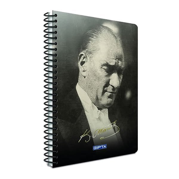 Gıpta Atatürk 17x24 100 Yaprak Çizgili Spiralli Sert Kapaklı Defter