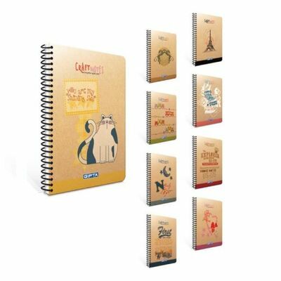 Gıpta Craft Notes 17x24 100 Yaprak Kareli Spiralli Sert Kapaklı Defter