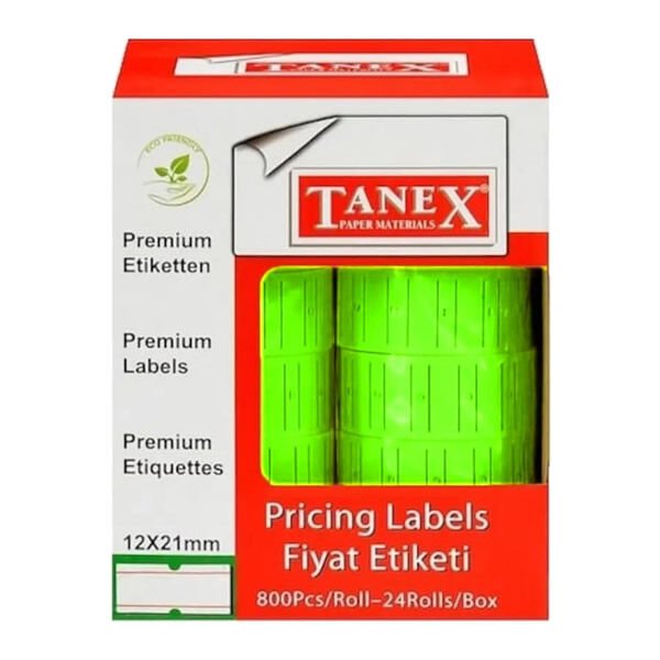 Tanex 12x21 6 lı Motex Flo Yeşil Çizgili Etiket
