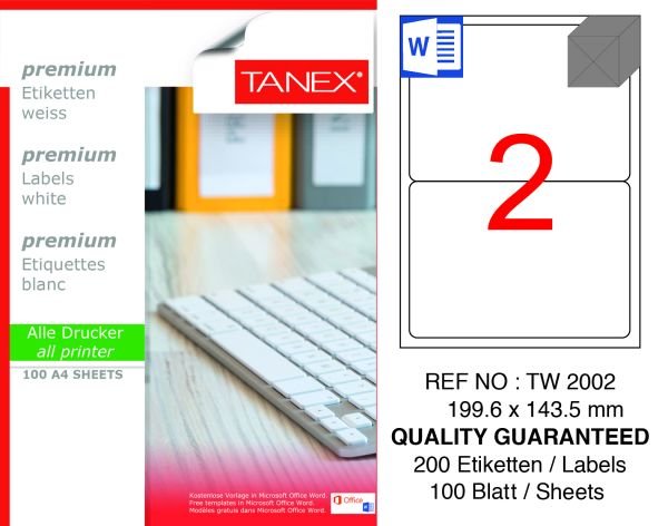 Tanex TW-2002 199,6X143,5mm 100 lü Lazer Etiket