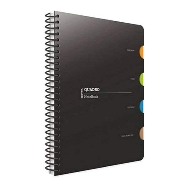 Gıpta Quadro 17X24 150 Yaprak Kareli 4 Seperatörlü Spiralli Plastik Kapaklı Defter