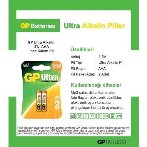 Gp 24AU-2U2 2 li Ultra  Alkalin İnce Kalem Pil