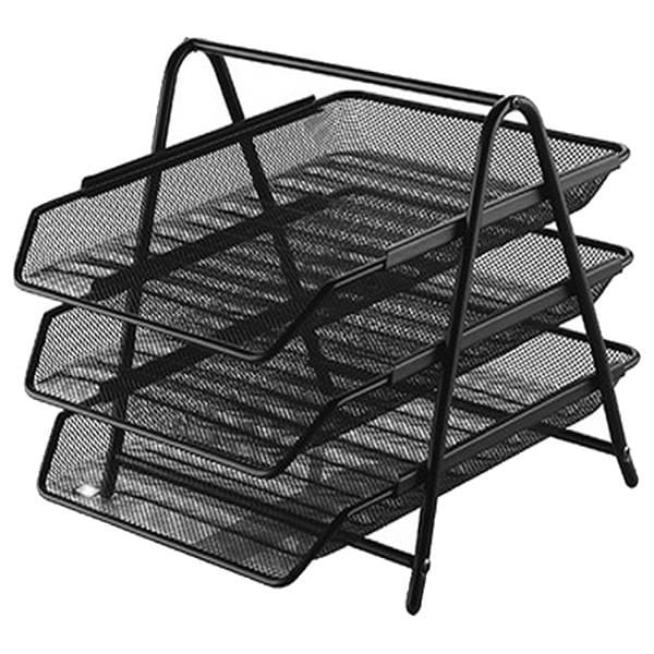 Inox 0584 3 lü File Siyah Metal Evrak Rafı