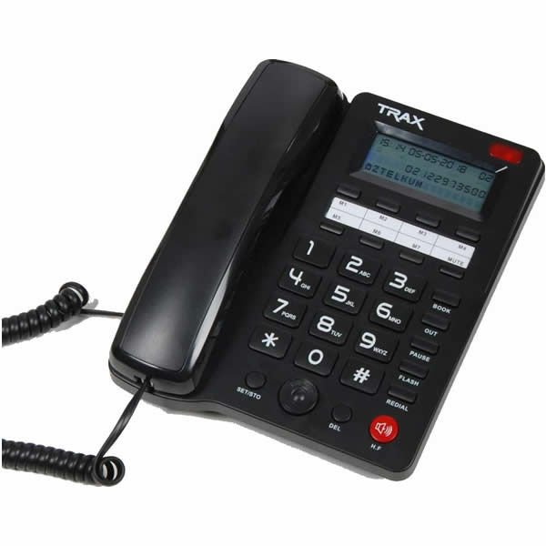 TRAX TC605 PB 16 Haneli LCD Ekran Handsfree Pilsiz Çalışma Siyah Masa Üstü Telefon