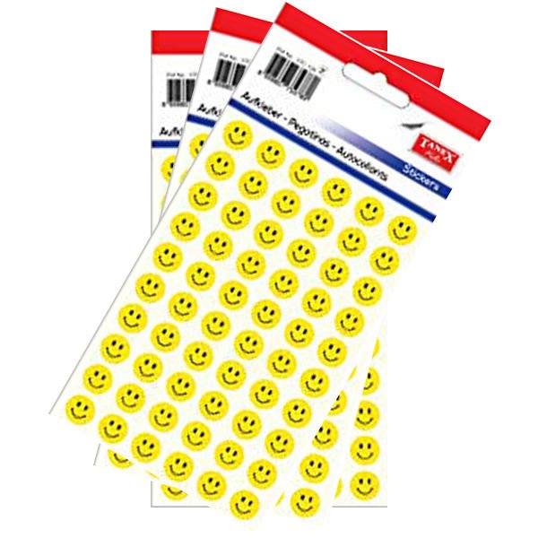 Tanex STC-124 3 li Sarı Gülen Yüz Etiket