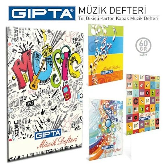 Gıpta Müzik 17x24 40 Yaprak Tel Dikişli Karton Kapaklı Müzik Defteri