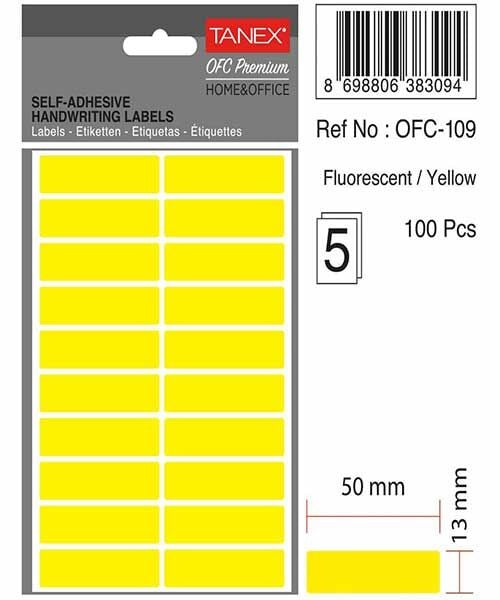 Tanex OFC-109 5 li Florasan Sarı Ofis Etiketi