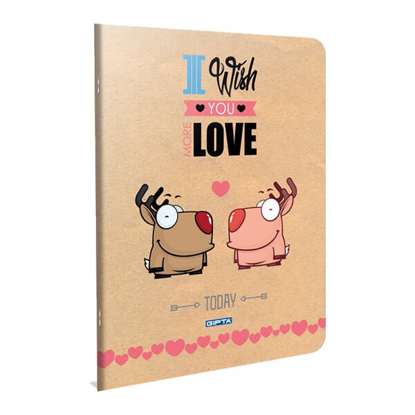 Gıpta Love A5 80 Yaprak Kareli Tel Dikişli Pp Kapaklı Defter