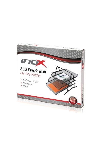 Inox 3912 3 lü File Turkuaz Metal Evrak Rafı