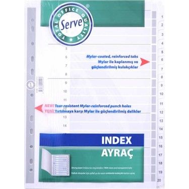 Serve SV-5326 A4 1-20 Rakam Karton Ayraç