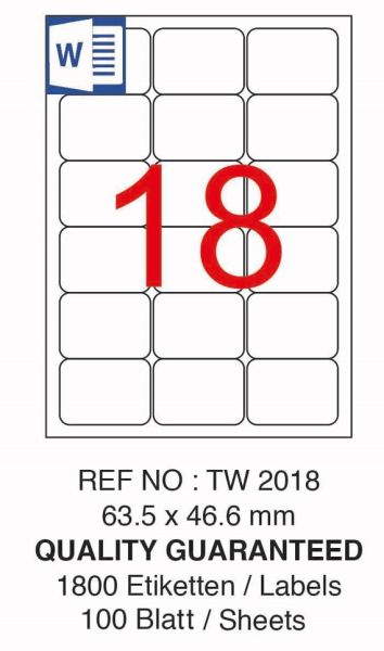 Tanex TW-2018 63,5x46,6mm 100 lü Lazer Etiket